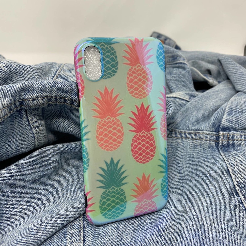 iPhone 6s Case Metallic Multicolor Pineapple Print Cover NEW